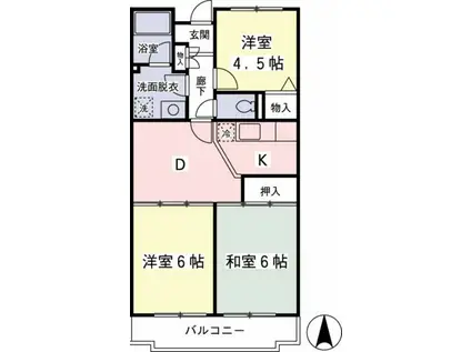 京王ラフィネ橋本(3DK/3階)の間取り写真