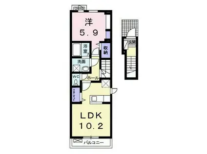 ビッグゲートA(1LDK/2階)の間取り写真