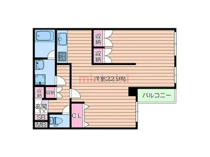 バッハレジデンス高槻I(ワンルーム/1階)の間取り写真