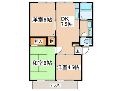 サンビレッジ東A(3DK/1階)の間取り写真