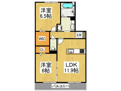 アヴァンセ和泉中央(2LDK/2階)の間取り写真