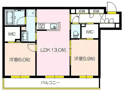 シンワマンション EINS(2LDK/3階)の間取り写真