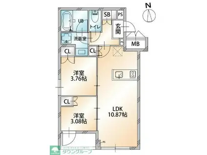 オープンブルーム八広イースト(2LDK/1階)の間取り写真