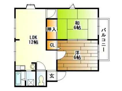 サンビレッジ十五谷(2LDK/2階)の間取り写真