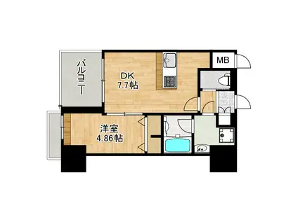 プレジオ難波ASIAN(1DK/3階)の間取り写真