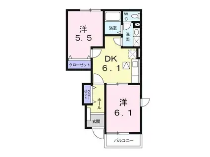 ラフィーネT-A(2DK/1階)の間取り写真