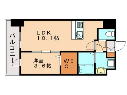 レジデンス22(1LDK/6階)の間取り写真