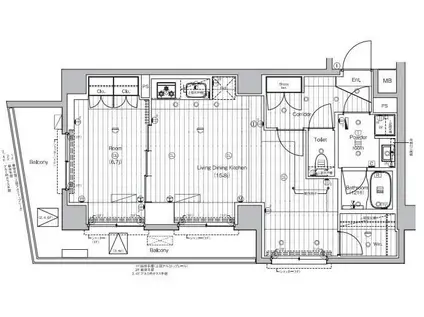 PREMIUM CUBE 王子神谷(1LDK/2階)の間取り写真