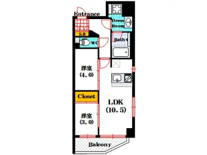 アーバネックス西本町(2LDK/7階)の間取り写真