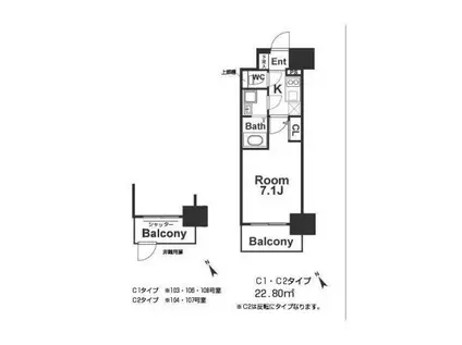 エスリード京橋グランテラス(1K/9階)の間取り写真
