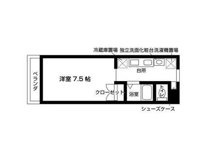プログレッソ塩釜(1K/1階)の間取り写真