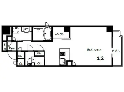 パラッツオロッサ(1K/3階)の間取り写真