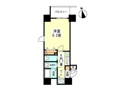 ガーラプレイス新宿御苑(1K/14階)の間取り写真