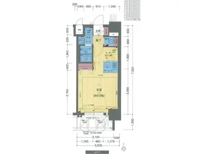 プレサンス新大阪クレスタ(1K/5階)の間取り写真