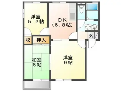 メゾン7B棟(3DK/2階)の間取り写真