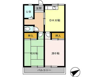 ハイツ呉竹(2DK/1階)の間取り写真