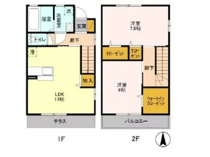 カサブランカ・セブン(2LDK/1階)の間取り写真