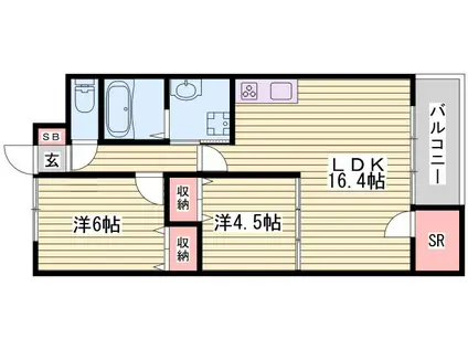 ルークレジデンスNUEVE(2LDK/6階)の間取り写真