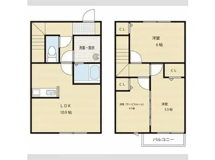 メゾンオリジンA棟(3LDK/1階)の間取り写真