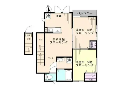 クアルティエーレ四ツ谷(2DK/2階)の間取り写真