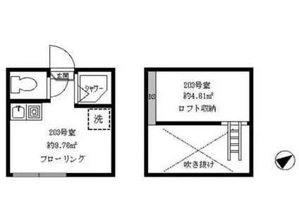 フェリスメリー(ワンルーム/2階)の間取り写真
