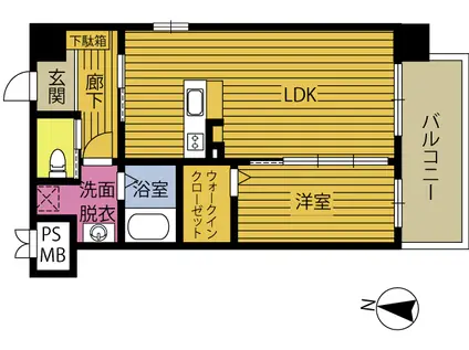 夢弐番館(1LDK/4階)の間取り写真