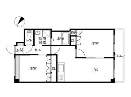 ラ・ピオーネ(2LDK/2階)の間取り写真