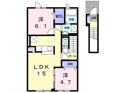 北信濃スカイハイツIII(2LDK/2階)の間取り写真