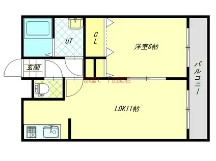 ボヌール・ピエス(1LDK/2階)の間取り写真