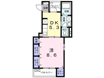 ポレーロ・トーリ(1DK/2階)の間取り写真