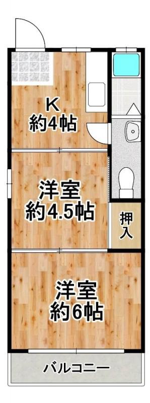 シャトレ(2K/4階)の間取り写真