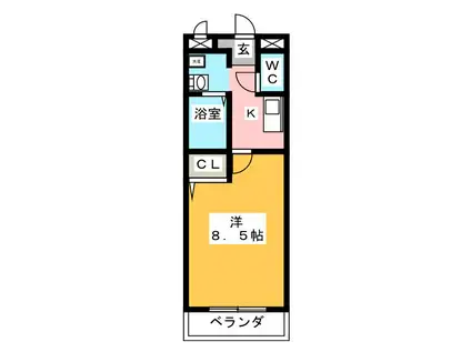 セントラルハイツ茜山(1K/3階)の間取り写真