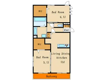 シャルムソレイユIII番館(2LDK/1階)の間取り写真