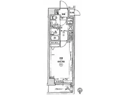 RISING PLACE町屋(1K/2階)の間取り写真