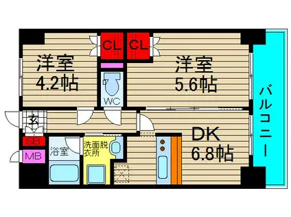 URBAN FLATS中之島(2DK/4階)の間取り写真