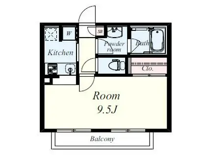 ハイウェイブ高槻(1K/1階)の間取り写真