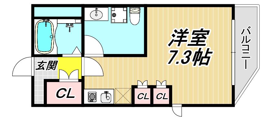 サカトⅠ(ワンルーム/3階)の間取り写真