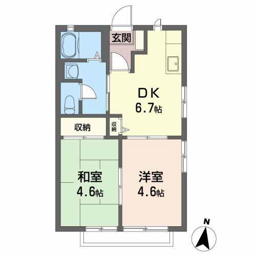 ケンタウルス(2DK/1階)の間取り写真