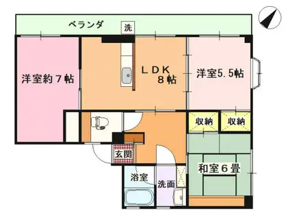 エスポワール殿山(3LDK/1階)の間取り写真