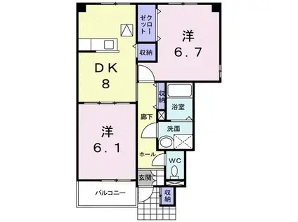 プレッソ・ラーゴ(2DK/1階)の間取り写真