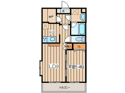 プランドール(1LDK/3階)の間取り写真