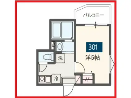 メルディア小岩II(1K/3階)の間取り写真