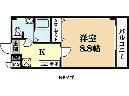 ルーミネス芦谷二番館(1K/2階)の間取り写真