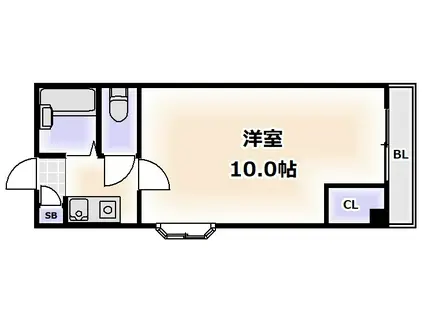 ハイツ五條(1K/2階)の間取り写真
