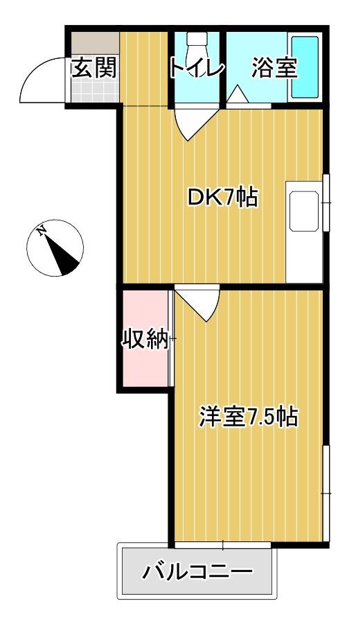 シャトー千枝(1DK/2階)の間取り写真