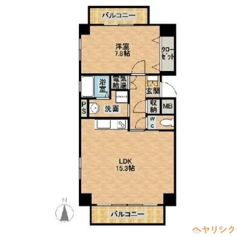 リバーサイド庄内(1LDK/3階)の間取り写真