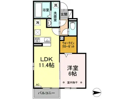 ファミール天童(1LDK/1階)の間取り写真