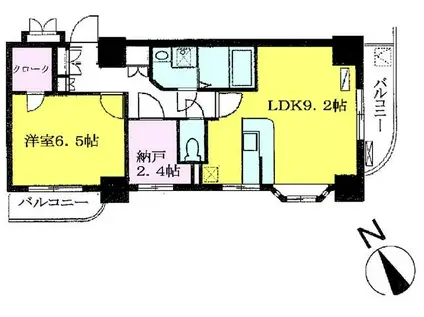 大須賀第二レジデンス(1SLDK/8階)の間取り写真