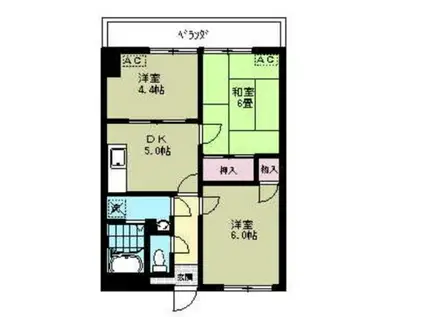 リブステージ横浜(3DK/8階)の間取り写真