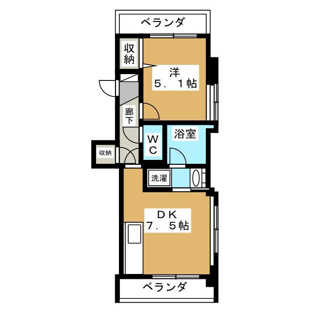 サングランデ(1DK/3階)の間取り写真